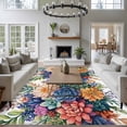 thumbnail image 3 of 6'x9' Area Rugs, Colorful Summer Succulents Indoor Outdoor Area Rug for Living Room Bedroom, Spring Floral Watercolor Washable Bathroom Rugs Kitchen Floor Carpet Mats Home Decor Aesthetic, 3 of 8