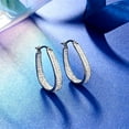 thumbnail image 4 of Fashion Sparkling White Crystal Paved Oval Shape Hoop Earrings for Women, 4 of 4
