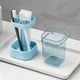 thumbnail image 3 of Juego de Porta cepillos de dientes, Copa de baño, A prueba de polvo, Drenaje de agua, Tapa de almacenamiento, Fregadero, Azul claro, 3 of 7