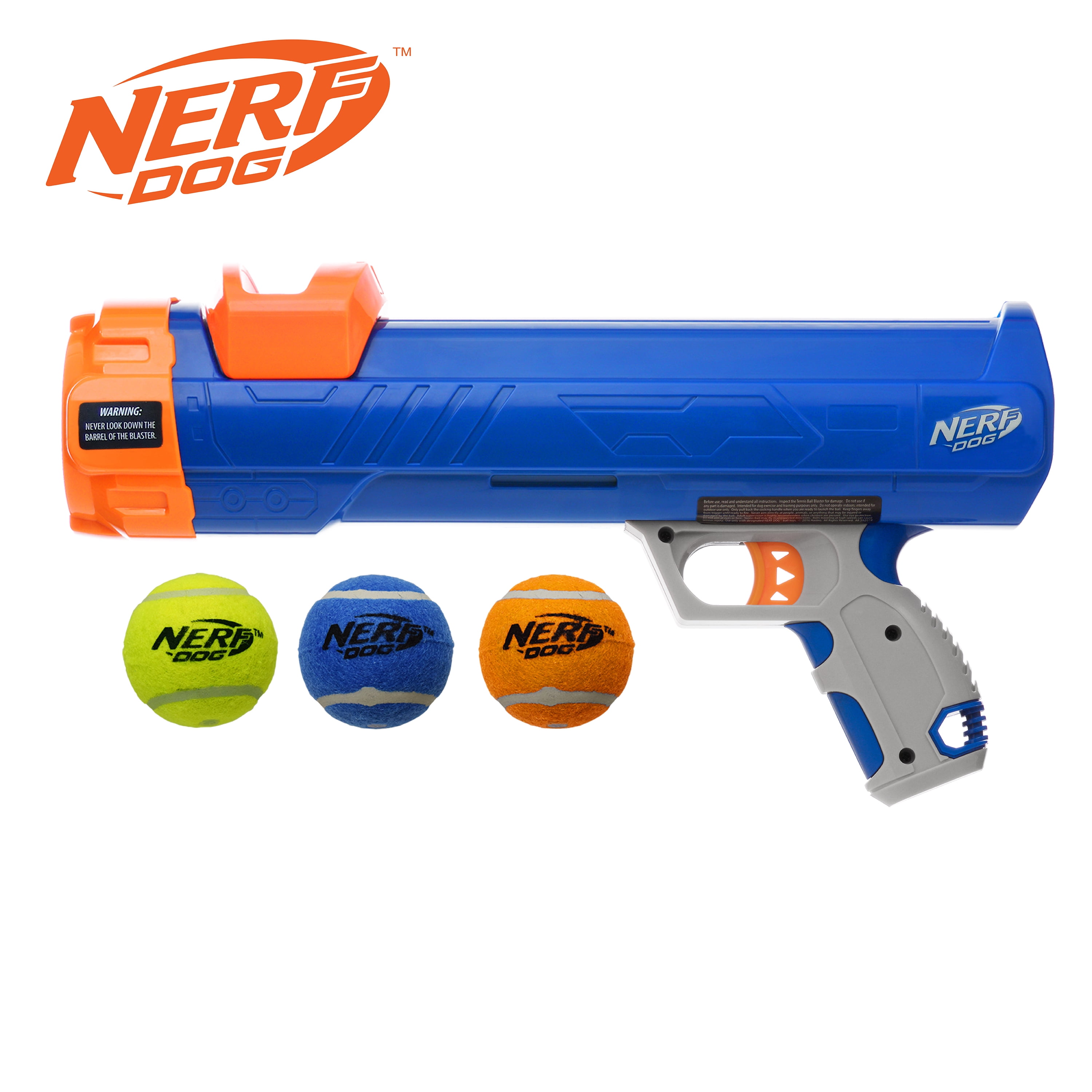 Nerf Dog Tennis Ball Blaster Dog Toy with 3 Balls, 12 inches