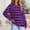 Purple, variant on Abomasnow Plus Size Tops for Women Casual Long Sleeve Shirts for Women Fall Winter Stripe Print V Neck Pullover Tees S-5XL