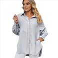 thumbnail image 2 of Camisas de Rayas con Botones para Mujer, Blusas Tipo Túnica de Larga, Color Negro, Talla L, 2 of 9