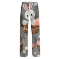 thumbnail image 4 of Fgvctg Easter Pajama Pants for Women Loose Wide Leg Sleepwear Pajama Pant Loungewear Bunny Print High Waisted Pj Easter Eggs Spring Fall Drawstring Lounge Pants with Pockets Light Brown M, 4 of 5