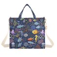 thumbnail image 7 of FORMRS Womens Corduroy Tote Bag Crossbody Shoulder Purse Handbag with Detachable Strap, Cartoon Ocean Pattern, 7 of 7