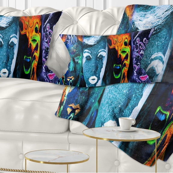 Designart Earth Fire Air and Water - Abstract Portrait Throw Pillow - 12x20