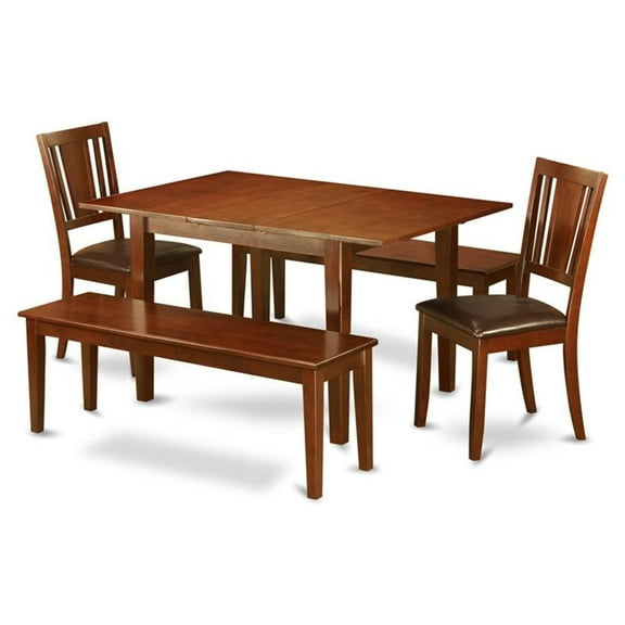 East West Furniture Picasso 5-piece Wood Dining Room Set in Mahogany