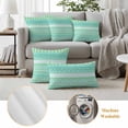 thumbnail image 6 of Teal Green Boho Outdoor Waterproof Pillow Covers, Vintage Ethnic Tribe Abstract Art Decorative Square Throw Pillowcase Sofa Cushion Sham for Patio/Couch/Chair, 24"x24" 2 Pack, 6 of 8