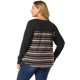 thumbnail image 5 of Women's Plus Size Blouse Stripe Pullover V Neck Button Decor Long Sleeve Knit T Shirt Black 4X, 5 of 7