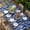 Blue, variant on Vintage Wave Lines Table Cloths for 6 Foot Rectangle Tables, Classic Minimalist Striped Navy Blue Patio Waterproof Elastic Fitted Tablecloths, Washable Rectangular Table Cover for Camping
