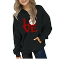 thumbnail image 2 of Sookity Girls Heart Hooded Sweatshirts Kids Cute Long Sleeve Hoodies Boys Lightweight Casual Wear Loose Fit Pullover Tops with Pockets Black,4 Years Boys Gifts, 2 of 4