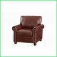 thumbnail image 4 of Burgundy Faux Leather Single Seat Accent Chair with Solid Wood Legs, Sturdy Frame & Removable Back Cushion for Living Room, 4 of 7
