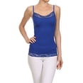 thumbnail image 5 of Basic Spaghetti Strap Camisole Tank Top Stretch Bust Hem Lace Seamless (Royal Blue), 5 of 5