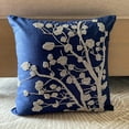 thumbnail image 4 of The HomeCentric Decorative Pillow Covers With Zippers, Pack of 2, 12x12 Inches Square Decorative Throw Pillow Cover Navy Blue Linen Pillow Cover With Silver Bead Embroidery Easter - Silver Magnolia, 4 of 9