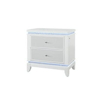 Global Furniture USA Alina Contemporary White Nightstand with LED and USB, 1 Pack