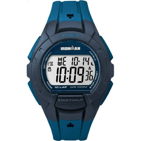 Timex Men's Ironman Essential 10 Blue/Black Watch, Resin Strap