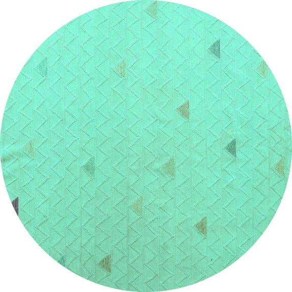 Ahgly Company Machine Washable Indoor Round Solid Turquoise Blue Modern Area Rugs, 3' Round