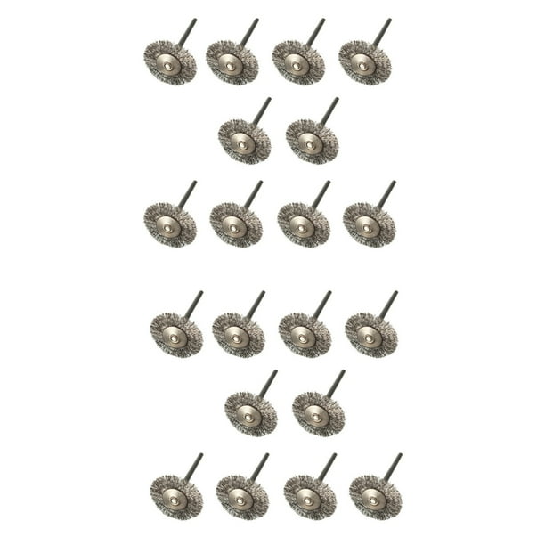20 Piezas Cepillo Redondo 25 mm de Diametro de de Discos de Acero Inoxidable de Receptor Campana para Dremel