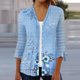 thumbnail image 1 of Cárdigan para mujer, estampado floral, manga abullonada, holgado, blusa, tops, manga 3/4, volantes, botones delanteros abiertos, cárdigan para mujer, 1 of 5