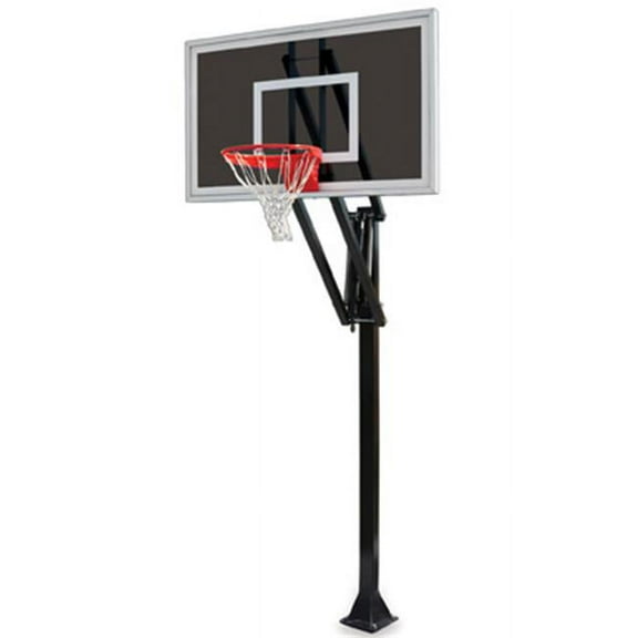 Vector Eclipse-BP Steel-Smoked Glass In Ground Adjustable Basketball System, Forest Green