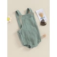thumbnail image 4 of Gureui Baby Cotton Linen Suspender Overalls, Solid Color Sleeveless Square Neck Romper Outfit for Boys Girls, 4 of 10