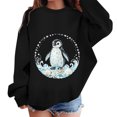 thumbnail image 2 of ZHOGXU Boys Girls Penguin Seashell Ocean Graphic Pullover Sweatshirt Long Sleeve O Neck School Top For Kids Casual Streetwear,Black,13-14 years, 2 of 4