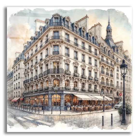 Epic Art 'Hotel In Paris' by Rey Klimt Acrylic Glass Wall Art, 12" x 12"