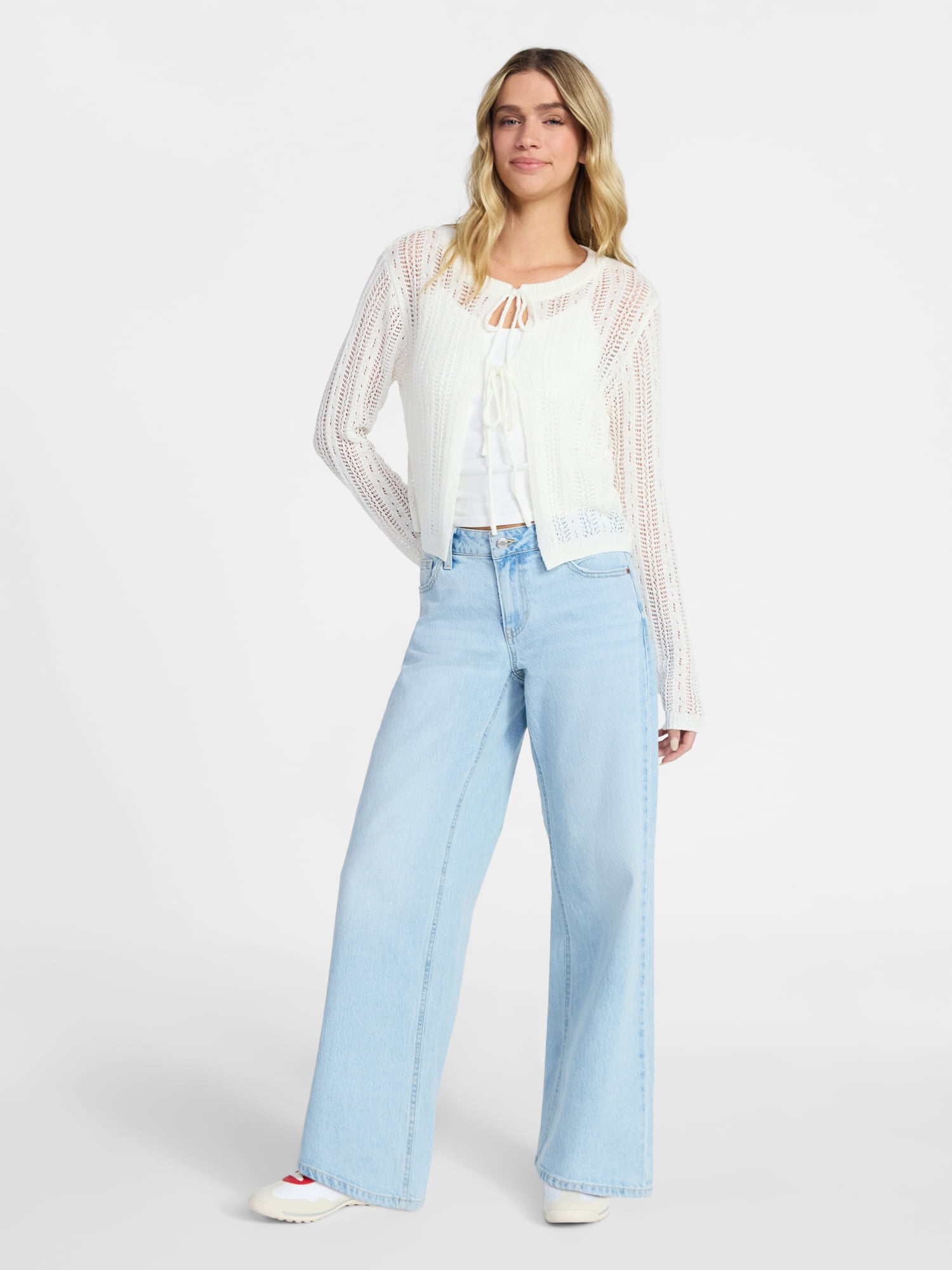 No Boundaries Tie Front Cardigan, Women's XXS-XXL