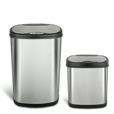 Nine Stars 13.2 Gal / 50L   3.2 Gal / 12L Motion Sensor Trash Can Combo, Fingerprint-Resistant Stainless Steel