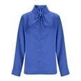 thumbnail image 6 of FAVIPT Satin Silk Office Blouse for Women Tie Neck Long Sleeve tops Knotted Elegant Business Casual Shirts Blue,XXL, 6 of 8