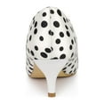 thumbnail image 4 of BLISSFUL STEP Edition Women's Shoes Polka Dot Kitten Heel Pumps Pointed Toe Slip-on Heels White 8, 4 of 7