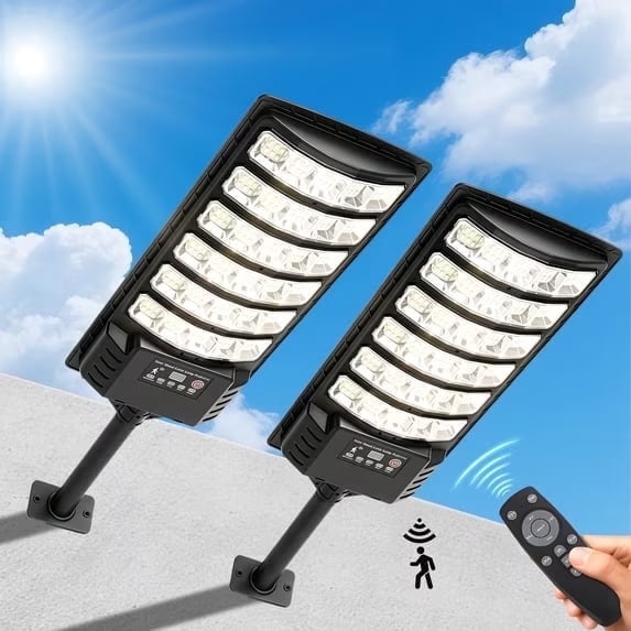 VOLIVO 2PACK Solar Street Light, 180 LED Beads Solar Motion Lights Outdoor Waterproof with Remote for Patio Parking Lot Garage Yard