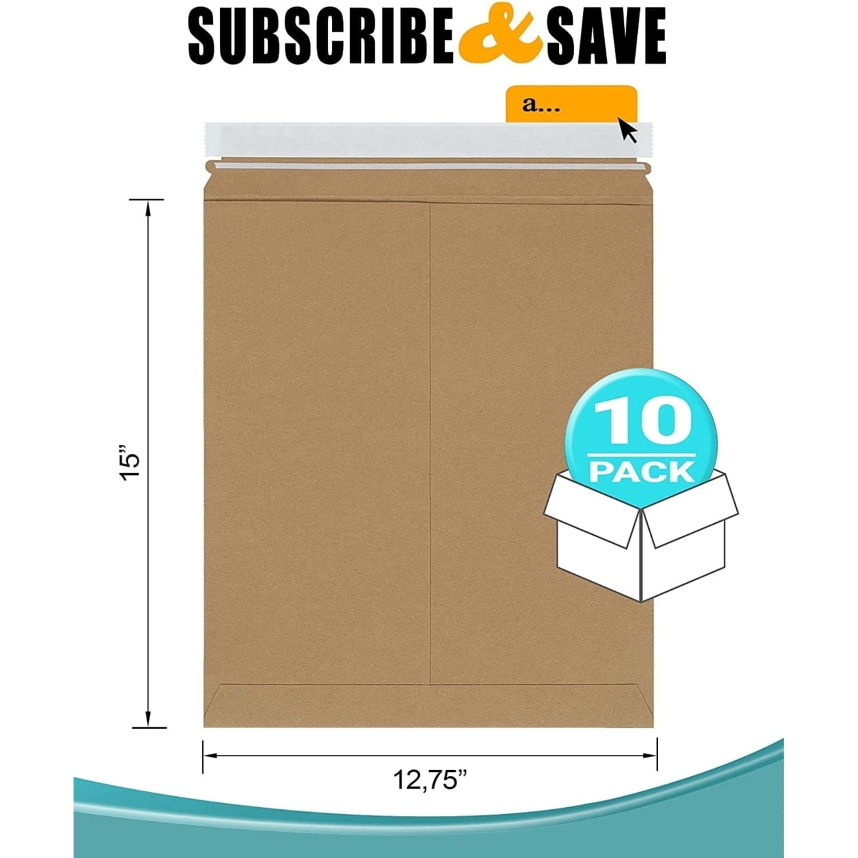10 Pack Natural Brown Paperboard Rigid Mailers 12.75" x 15" Self-Seal Stay Flat Envelopes /w Pull-Tab Tear Strip