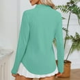 thumbnail image 5 of Birthday Gifts! BiZtdJrK Womens Long Sleeve Shirt with Thumb Holes Summer 1/4 Zip Quick Dry Rash Guard Sun Protection Hiking Shirts Mint Green S, 5 of 9
