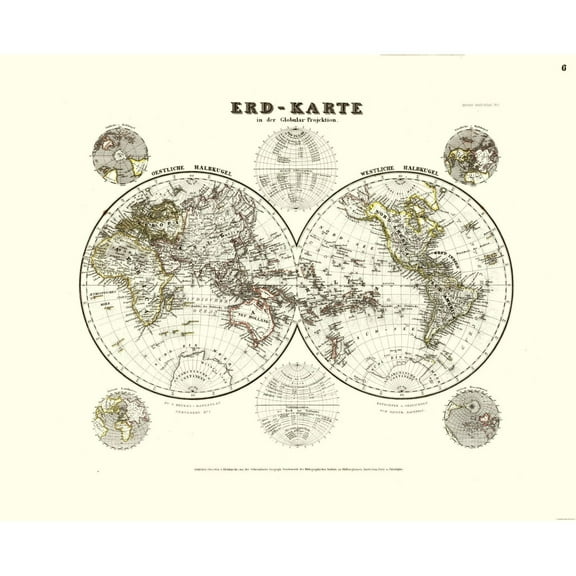 Historic Map - World - Meyer - 28.42 x 23 - Vintage Wall Art