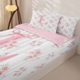 thumbnail image 3 of Manfei Sweet Floral Zipper Full Size Comforter Sets with Fitted Sheet and 2 Pillowcases,Cartoon Initial L Zipper Bedding Set,Pink,Pink Reversible4pcs, 3 of 8