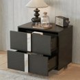 thumbnail image 2 of Bellemave Modern Nightstand with Storage, Wooden End Table with Metal Handle and Base, 2 Drawers Beside Table, Black, 2 of 8