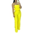 thumbnail image 1 of DYMADE Womens Summer Pants & Bandeau Tops Solid Color Elastic Waist 2 Piece Sets, 1 of 2