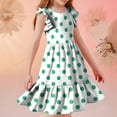 thumbnail image 6 of Efsteb Summer Dress for Girls Polka Dots Round Neck Flowy Party Dress Ruffle Short Sleeve Vacation Sundress (Green,11 Years), 6 of 8