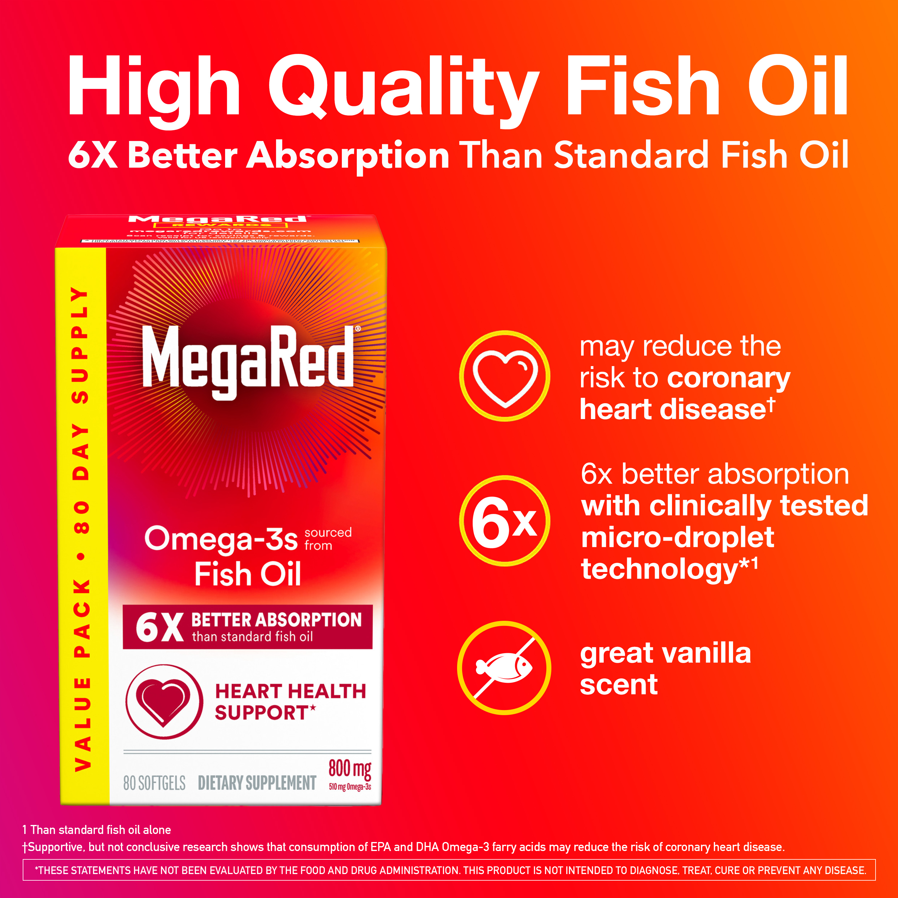 MegaRed Advanced 800mg 6X Absorption Softgels (80 Count In A Box), Omega-3 Fish Oil Supplement - image 2 of 6