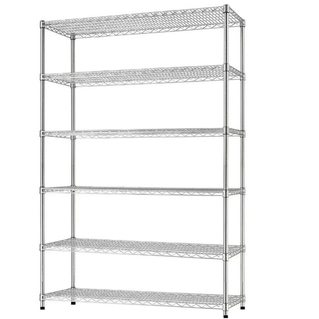 Estantería metálica 6 niveles. ShelfPlus 1 Rack 6 Repisas Sin Ruedas Peso por repisa 60kg Acero Cromado