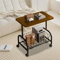 thumbnail image 4 of Mobile Rolling Cart Side Table with Mesh Shelves Living Room Storage Nightstand Coffee Table Compact Furniture 21.26x16.93x11.81in(Coffee), 4 of 6