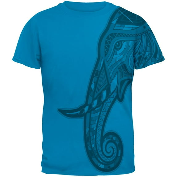 Tribal Mosaic Elephant Mens T Shirt Sapphire X-LG