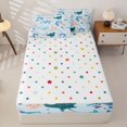 thumbnail image 4 of jejeloiu Cartoon Sea Animals Zipper Full Size Comforter Sets with Fitted Sheet and 2 Pillowcases For Girls,Shark Octopus Print Zipper Bedding Set,Light Blue,Polkadot Reversible,4-Piece, 4 of 7