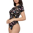 thumbnail image 2 of Haiem Daisies Flowers Women's Crew Neck Short Sleeve Bodysuit Tops Stretchy Slim Basic-XX-Large, 2 of 9