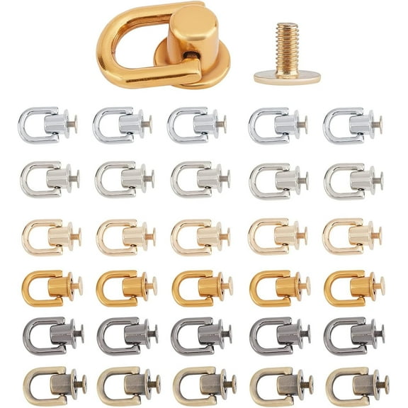 PH 30 Sets D Ring Stud Screw 6 Colors Ball Post Head Buttons Rotatable D Ring Buckle Ball Studs Rivets Nails for Leather Craft for Purse Chain Connector Backpack Hardware Accessory for DIY