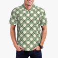thumbnail image 5 of Yiaed Daisy Plaid GreenPrint Men's Short Sleeve Polo Shirt,Golf Polo for Men Three-Button Golf Shirt Athletic Casual Collared T-Shirt- 3X-Large, 5 of 7