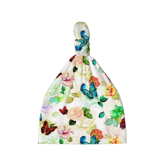 Balery Floral Vintage Pattern Baby Beanie, Knotted Baby Hat, Infant Hat, Newborn Beanie, Adjustable Beanie, Baby Cap, Newborn Headwear