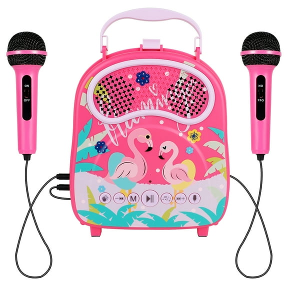 Karaoke Machine for Kids Two Microphones Toddler Singing Karaoke Speaker Voice Changer Portable Activities for Party Christmas Birthday Gift Karaoke Toys for Children