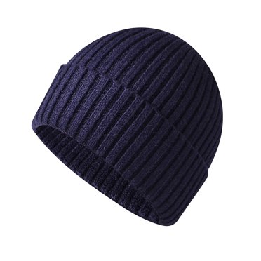 Plain Solid Cuffed Beanie Hat – Stretch Ribbed Knit Skull Cap For Men Women – Winter Warm