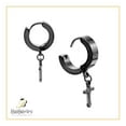 thumbnail image 6 of BEBERLINI Women Cross Pendant Huggie Hoop Earrings Black Stainless Steel Jewelry Gift, 6 of 8